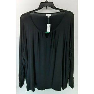 New Avenue Women's Blouse Black Plus Size Top Long Sleeve Size 22/24 Shirt Comfy